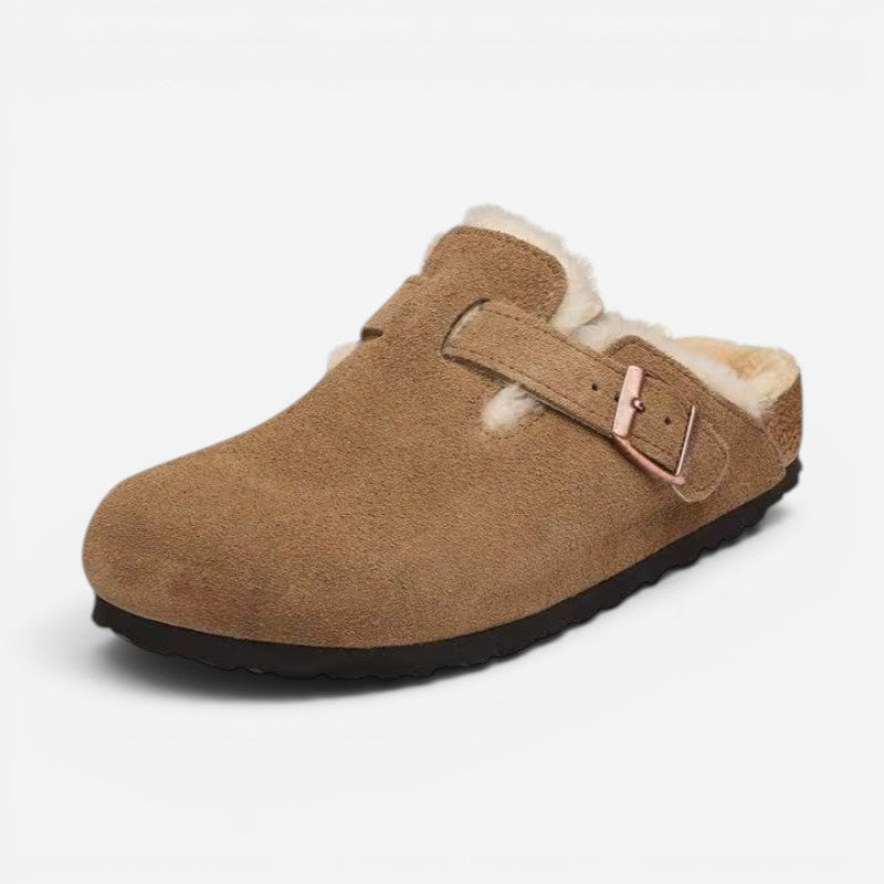 Boston Men's Dark Tea Suede Leather Shearling Regular