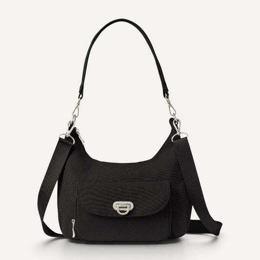 Coastal Flip Lock Half Moon Bag Black