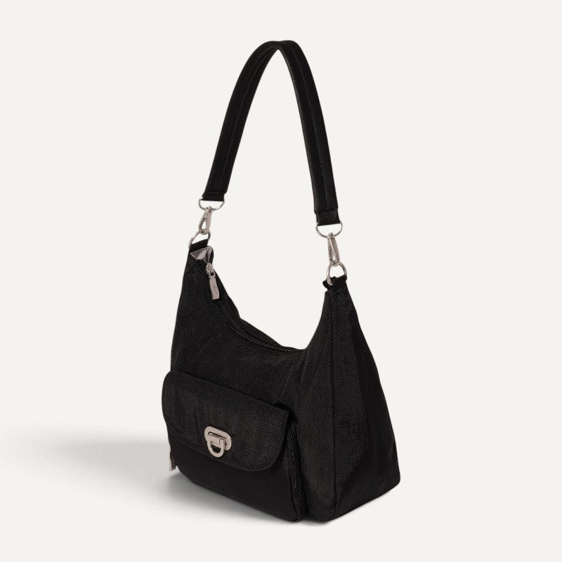 Coastal Flip Lock Half Moon Bag Black